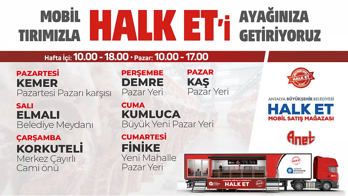 Antalya Halk Et Mobil Tırı ile Kaliteli ve Uygun Fiyatlı Et Ürünleri Vatandaşın Ayağına Geliyor