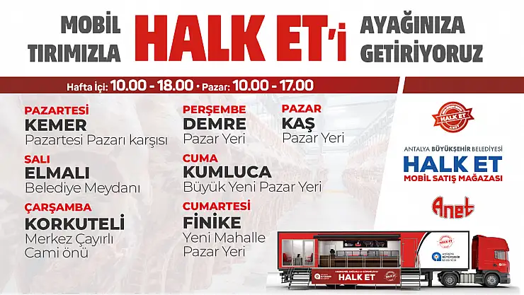 Antalya Halk Et Mobil Tırı ile Kaliteli ve Uygun Fiyatlı Et Ürünleri Vatandaşın Ayağına Geliyor