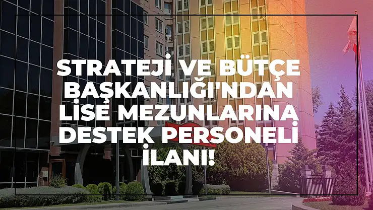 Strateji ve Bütçe Başkanlığı'ndan Lise Mezunlarına Destek Personeli İlanı!